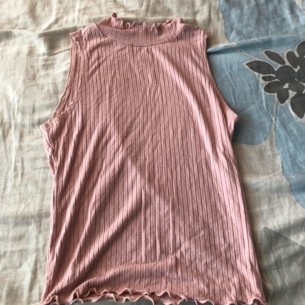 Sleeveless pink mock turtleneck